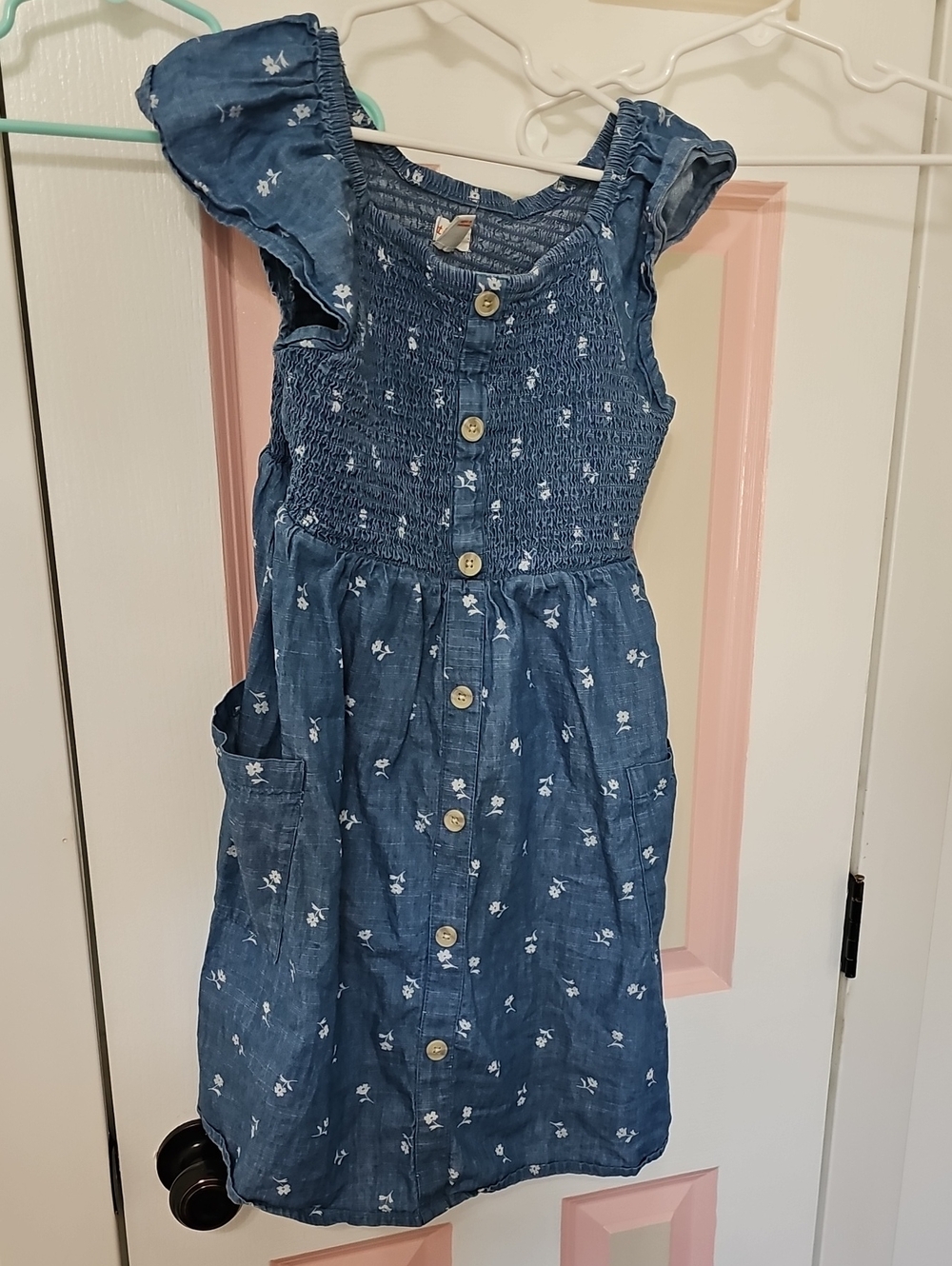 Cat And Jack Blue Floral Button-Front Kids Dress 10/12